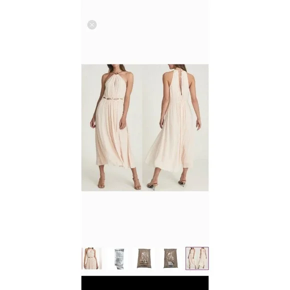 REISS Women's 4 Marta Midi Dress Halter Neck Pink‎ Sexy Party Cocktail - Picture 2 of 8